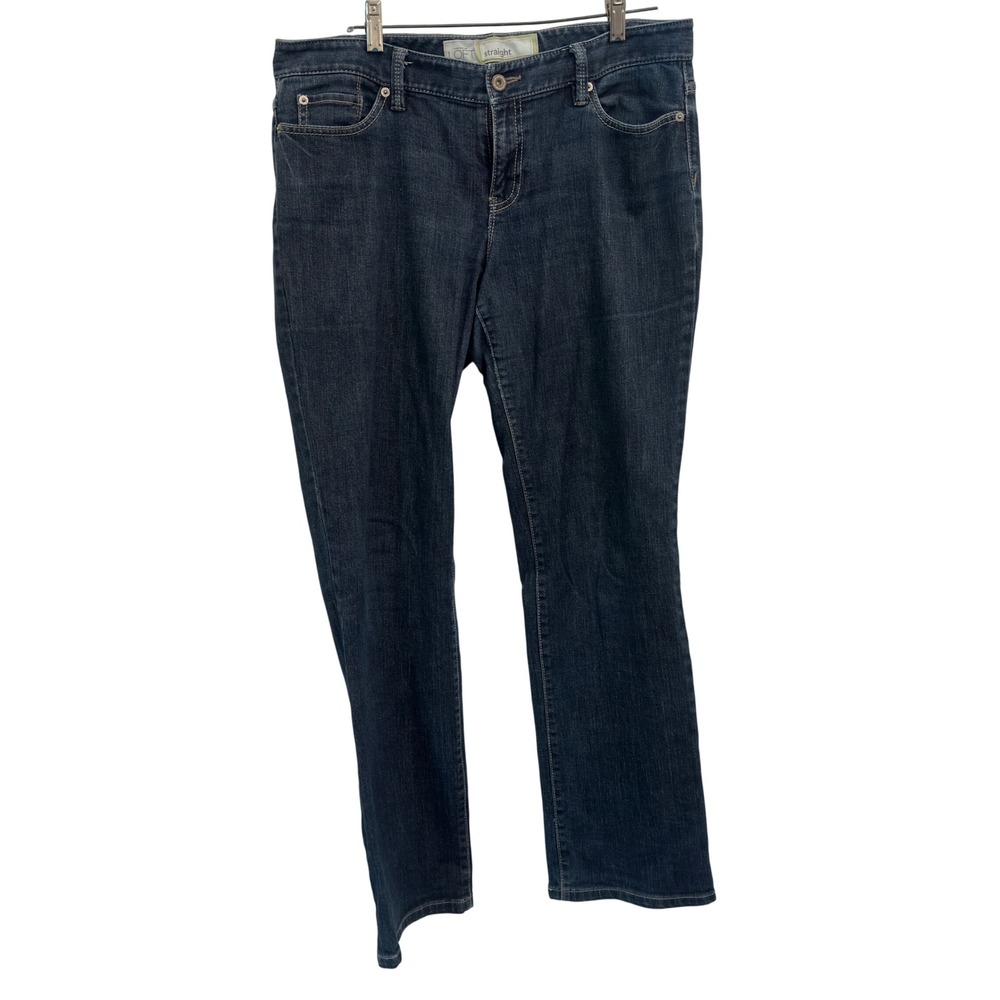 Ann Taylor LOFT Straight Leg Jeans Dark Wash Denim Cotton‎ Blend Size 10